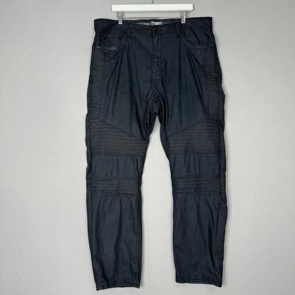 Jordan Craig Mens Jeans 42x32 Blue Legacy Edition Aaron Coated Moto Biker Grunge